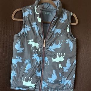 Reversible Hatley Puffer Vest Blue Moose Boys Size 8